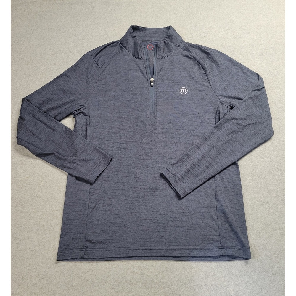 TravisMathew Mens Heathered Gray Quarter Zip Pullover Golf Shirt Size M